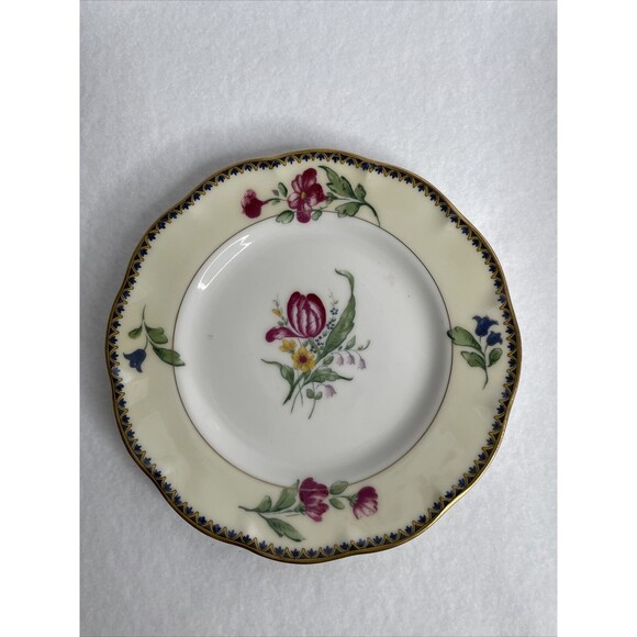 HAVILAND THEO Limoges France 6.5” Plate with Purple and Red Flowers - Picture 2 of 9